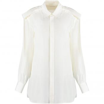 Burberry Women's White Silk Shirt Size 8