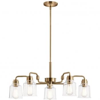 Lámpara colgante Aivian de 5 luces en latón envejecido