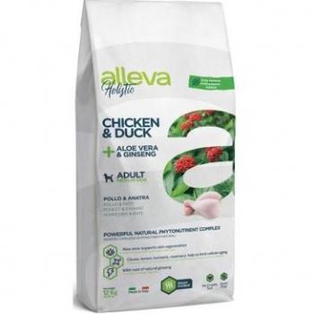 Alleva Holistic Pienso para perros adultos de razas medianas con pollo y pato, enriquecido con ginseng y aloe vera