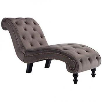 vidaXL Diván de Terciopelo Gris Mobiliario Decoración de Casa Hogar Descanso Acolchado Grueso Suave al Tacto Diseño Voluta Elegante Cómodo Ergonómico