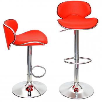 1 x Taburete bar Bar Silla silla de cocina en rojo con cromo y reposapiés