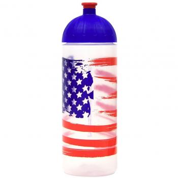 Botella de ISYbe – Ideal para el ocio, deportes, escuela y trabajo, Transparent Amerika Flagge