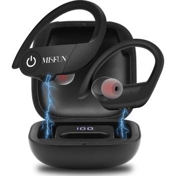 Auriculares Inalámbricos Verdaderos TWS Bluetooth 5.0 con Caja de Carga y Ganchos Deportivos para iPhone y Xiaomi