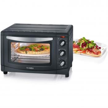 Severin 2061 Mini Oven with Convection Heat and Pizza Stone, 1500W, 20L, Silver/Black