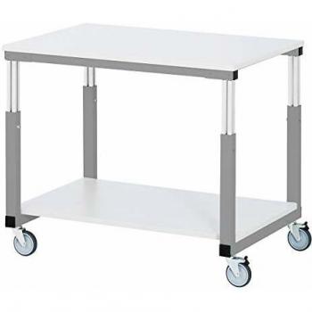 Carro de servicio ESD Rau, 2 estantes, tablero de melamina EGB, estructura de tubo de acero, 4 ruedas giratorias TPE, dimensiones B 700 x D 500 x H 650-1000 mm