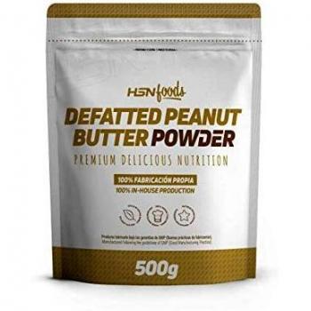 Mantequilla de Cacahuete en Polvo de HSN | 500 g | Parcialmente Desgrasada | 100% Natural Vegano | Libre de GMO | No Aceite de Palma, No Azucares ni Sal Añadidos