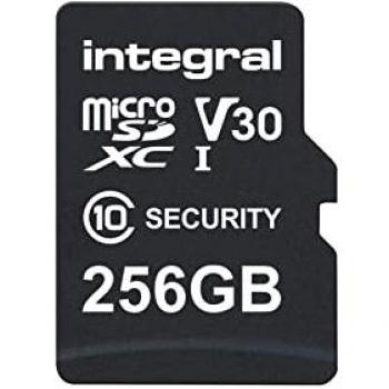 Tarjeta MicroSDHC Integral de 256GB Clase 10 UHS-I V30 para Grabación en 4K, Alta Resistencia y Adaptador SD