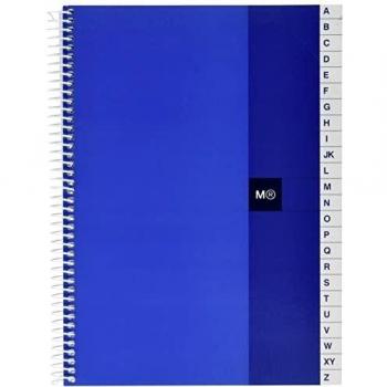 Miquelrius - Indice Cromatic, Tamaño 4, 100 Hojas, Cuadrícula 5 mm, con Indice Alfabético, Tapa de Cartoncillo, color Azul