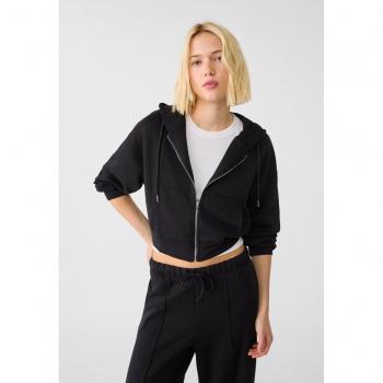 Stradivarius Soft Touch Hooded Jacket Black XL Female