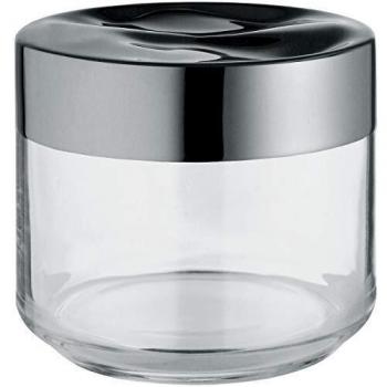 Alessi Julieta LC07 - Tarro de Cocina de Design Hermético, Cuerpo de Vidrio con Tapa de Acero Inoxidable 18/10, 50 Cl