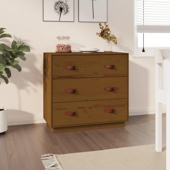Aparador de madera maciza de pino marrón ámbar 80x40x75 cm