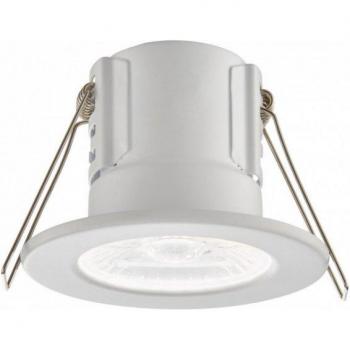 Lámpara empotrable de baño LED integrada ShieldECO de acero blanca 4W, resistente al fuego, acabado blanco mate, acrílico, clasificación IP65
