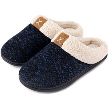 ULTRAIDEAS Zapatillas de casa para Mujeres de Espuma viscoelástica con Forro de Felpa, sin Cordones, con Suela de Goma Antideslizante para Interiores y Exteriores,Azul,40/41EU