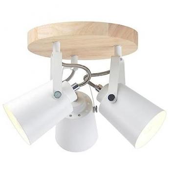 Plafón Redondo Dera con Tres Focos LED en Madera Natural