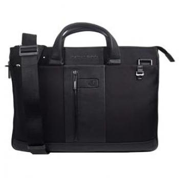 Piquadro Brief2 Expandable Slim Black Laptop Bag with RFID Protection for Men and Women