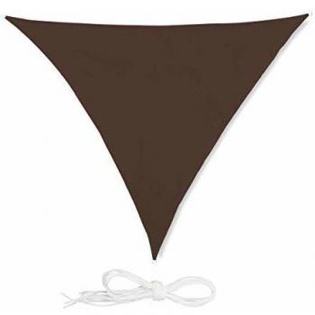 Toldo Vela Triangular Impermeable y Antiviral con Cuerdas de Sujeción, 4x4x4 m, Marrón