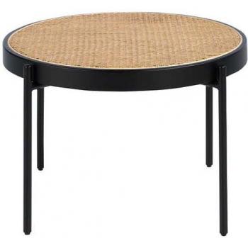 Mesa de centro redonda rattan ANGEL CERDÁ 2111C, color negro, material rattan, dimensiones Ø66 x 40 cm