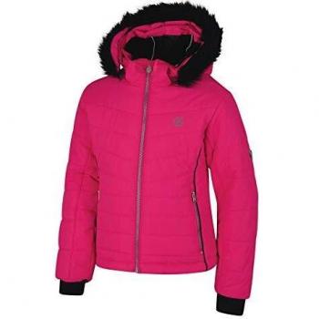 Dare 2b Predate Waterproof Breathable High Loft Insulated Quilted Silhouette Ski Snowboard Jacket with Detachable Faux Fur Hood and Snowskirt Chaqueta, niña, Rosa cibernética, 42