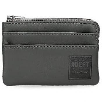 Monedero Adept Mark Gris Antracita Piel Sintética 11x7x1,5 cms