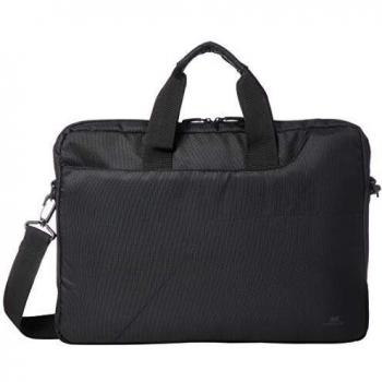 RIVACASE Maletín para portátiles de hasta 15,6 Pulgadas – Maletín para portátil Muy Compacto con Paredes Acolchadas y Compartimentos para Accesorios – Negro