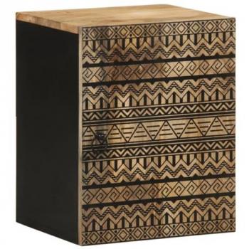 Armario colgante baño madera maciza mango negro 38x33,5x48 cm