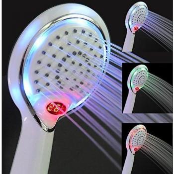 Alcachofa Ducha LED con Pantalla de Temperatura Digital, Cabezal de Ducha de Mano de 3 Colores LED para Baño
