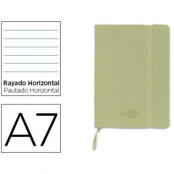 LIBRETA LIDERPAPEL SIMIL PIEL A7 120 HOJAS 70G/M2 HORIZONTAL SIN MARGEN VERDE