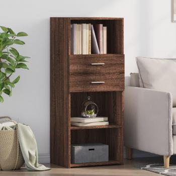 Aparador alto de madera de ingeniería marrón roble 50x42,5x124 cm
