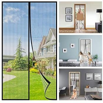 Cortina Mosquitera Magntica para Puertas, Otumixx Mosquitera Puerta Magnetica 110x210cm Cierre automtico y Magntica fuerte y Instalacin fcil Mosquitera Magntica para Sala de Estar Balcn, Negro
