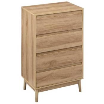 Cómoda Abana de 4 Cajones con Almacenamiento Efecto Roble Natural - L. 60 X P. 40 X H. 107,3 Cm