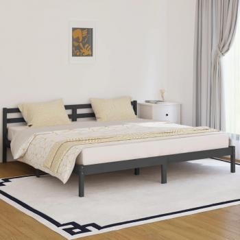 Estructura de cama de madera maciza de pino gris 200x200 cm