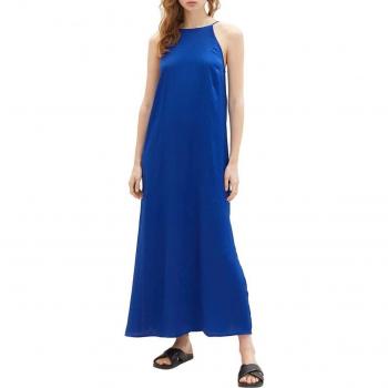 Tom Tailor Maxi vestido satinado largo con acabado brillante y fluido, ideal para ocasiones especiales