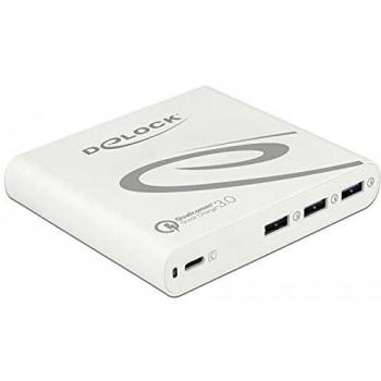 Cargador USB 1x USB Tipo C PD 85W y 3x USB Tipo A Quick Charge 3.0 Blanco