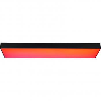 Lámpara de techo LED Lucande Leicy, negra, 100 cm, RGBIC, CCT, moderna, hecha de metal para salón y comedor (1 llama), plafón LED