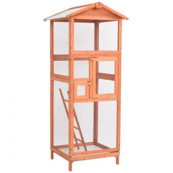 Jaula para pájaros de madera maciza de abeto 68x62x166 cm