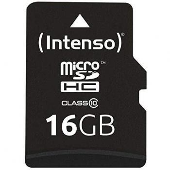 Intenso MicroSDHC Memory Card with Adapter, 16GB, Class 10, Model 3413470