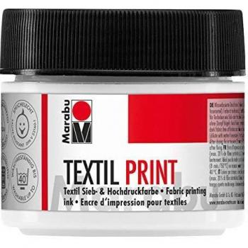 Pintura Textil Marabu Print 100ml - Blanco Titanio, a base de agua, inodoro, resistente a la luz, para tejidos claros y oscuros