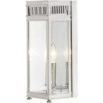 Lámpara de pared Holborn pequeña, cromo pulido, 1 luz exterior, media linterna, IP44, E14