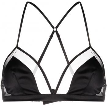 Dolce & Gabbana Women's Black Silk No Wire Bra with Tulle Satin Panels - Size 2
