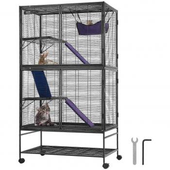 Vevor 64.6 Rolling Metal Ferret Cage - Large 4-Tier Small Animal Habitat with Ramps & Tray, Easy Assembly for Pet Rats and Hamsters
