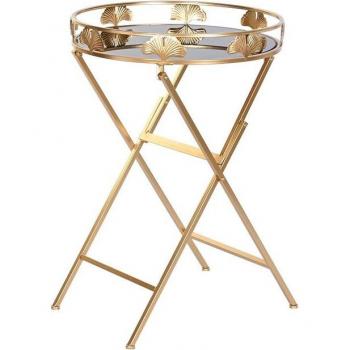 Mesita auxiliar de metal con acabado mate y hoja de cristal, ideal para decorar tu hogar