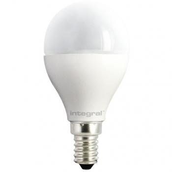 Integral LED ilp45e14o6.7 N27kbema bombilla LED Mini Globe E14 6,7 W, 2700 K, 470 lm, plástico no atenuador/policarbonato y níquel cepillado, 8,9 x 4,5 cm), color blanco cálido