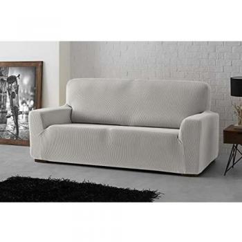 Eiffel Textile Milan Fundas para Sofa Elastica Adaptable Lisa, 94% poliéster 6% Elastano, Marfil, Set 3+1+1 Plazas