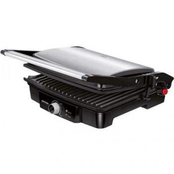 MPM MGR-09M Plancha Grill de Asar Doble, Contact Grill, Altura Adaptable, Abertura 180º, Placas Antiadherentes, Regulador de Temperatura 0 a 270