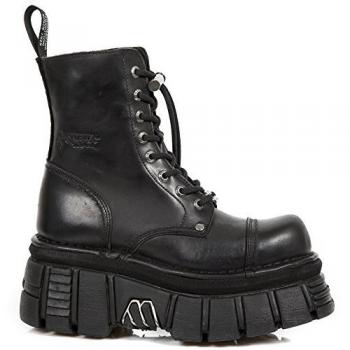 New Rock Women's Black Leather Combat Boots Model Mnewmili083 S21
