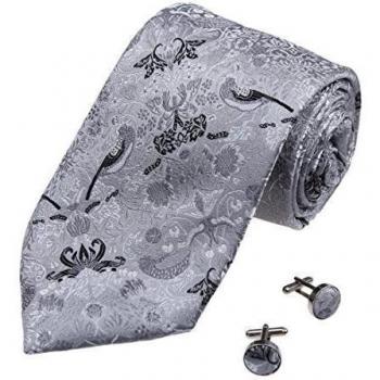 YAB1B03 multicolor con dibujos estilo presenta hombre corbata de seda Set 2PT por Y & G plateado A7026 Talla única