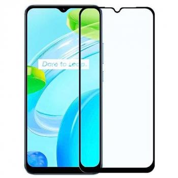 Protector de Pantalla Cristal Templado Premium 9D con Marco Negro para Realme C30/Narzo 50i Prime, Vidrio Antigolpes 9H 0.3mm, Borde Redondo y Anti