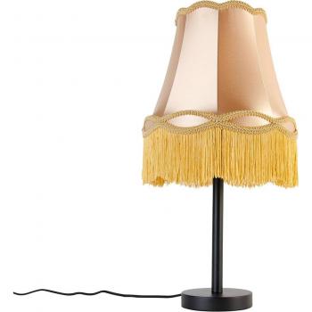 Lámpara de mesa clásica negra con pantalla dorada estilo granny 30 cm