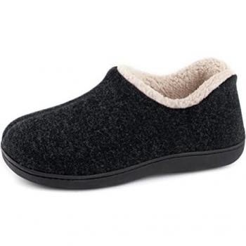 ULTRAIDEAS Zapatillas de casa de mujer con espuma de memoria y forro polar, con suela de goma antideslizante para interiores y exteriores,Negro,37 EU