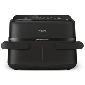 Friggitrice de Aire Philips Serie 1000 NA150/00, Doble Cestillo 7.1L, 2450W, 10 Métodos de Cocción